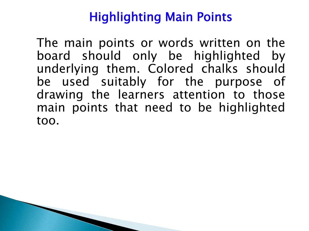 highlighting main points