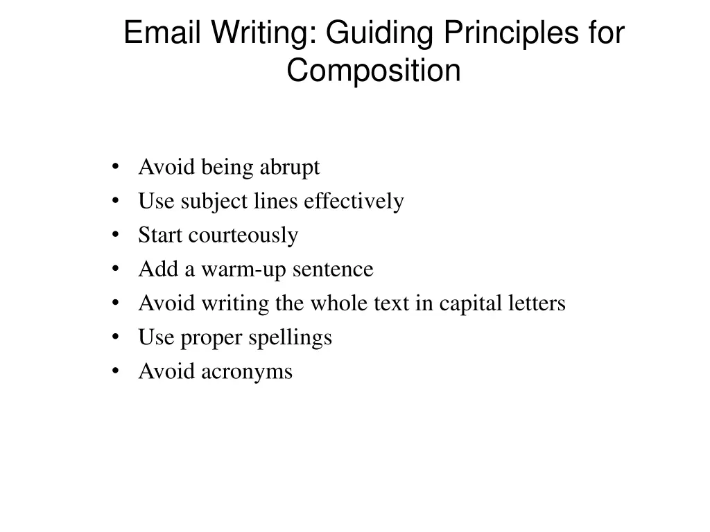 email writing guiding principles for composition