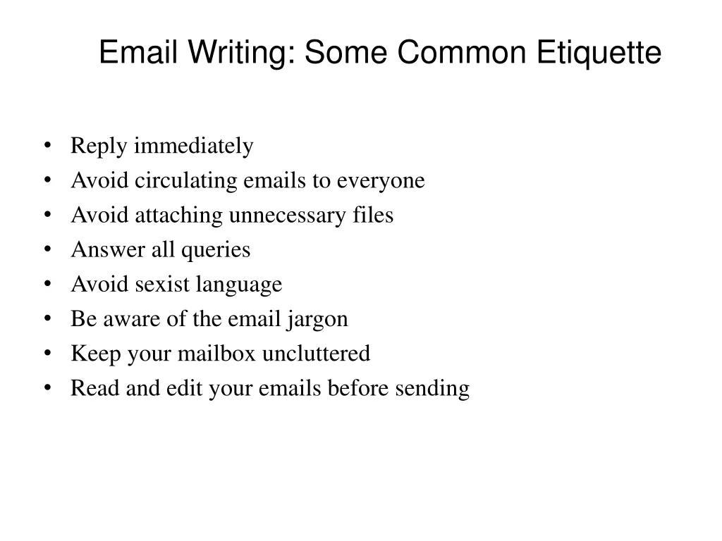 email writing some common etiquette