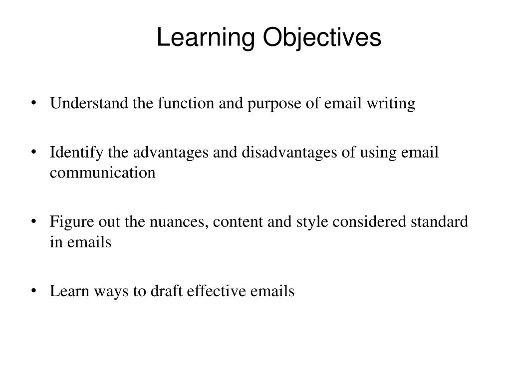 learning objectives