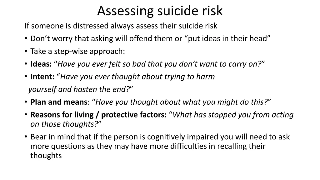 assessing suicide risk