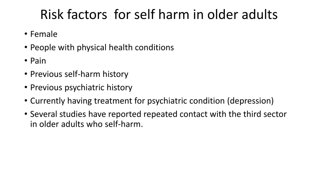 risk factors for self harm in older adults