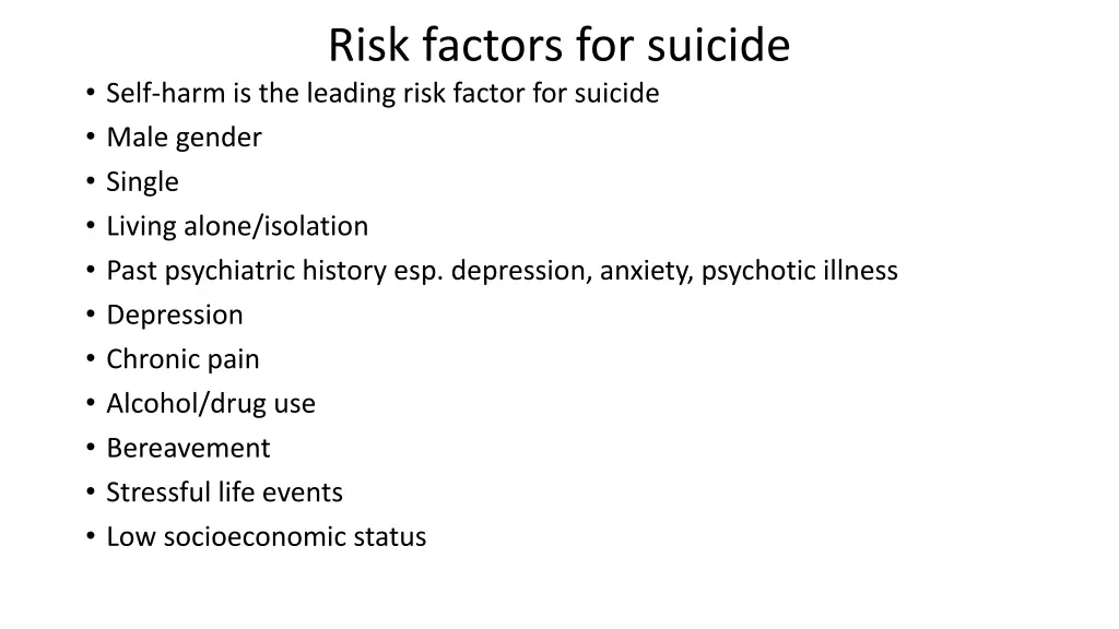 risk factors for suicide