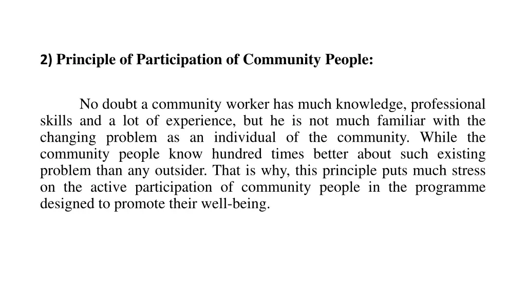 2 principle of participation of community people