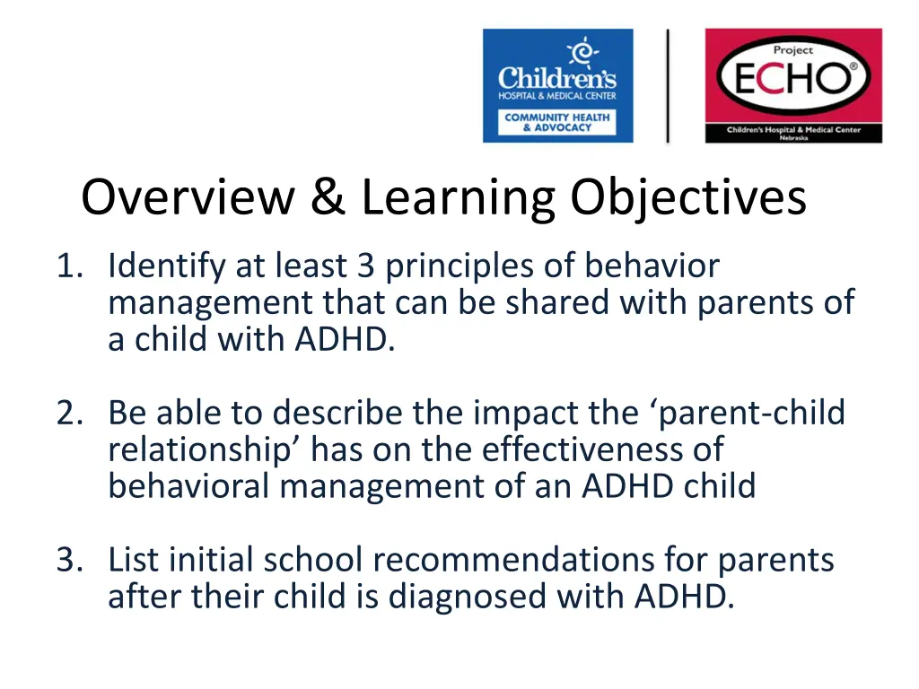 overview learning objectives