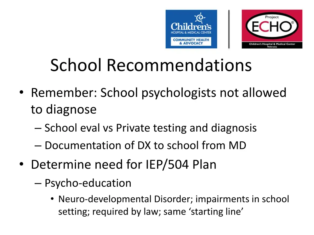 school recommendations