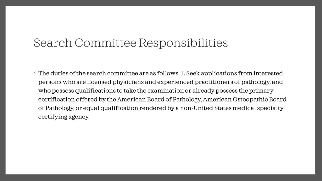 search committee responsibilities