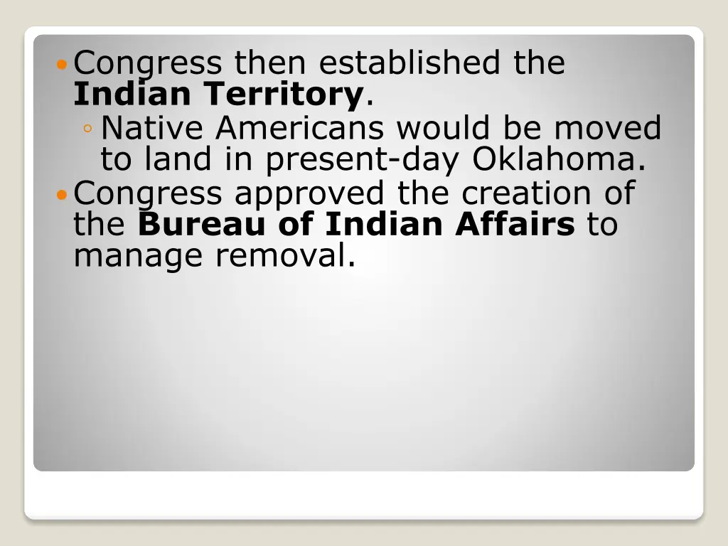 congress then established the indian territory