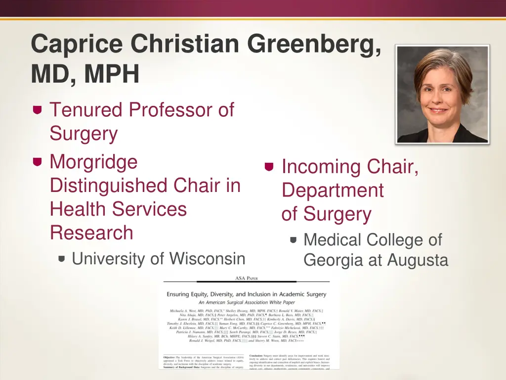 caprice christian greenberg md mph tenured