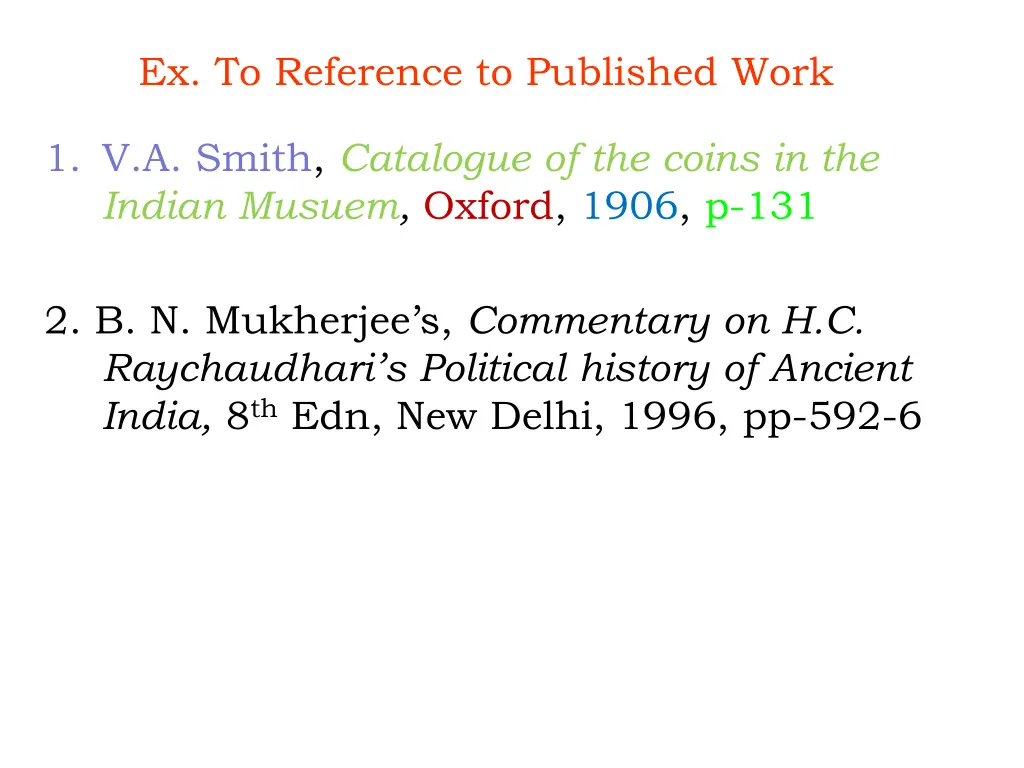 ex to reference to published work