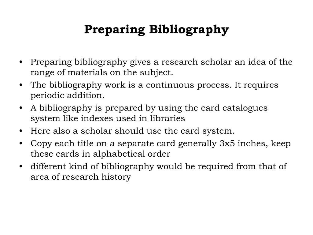 preparing bibliography