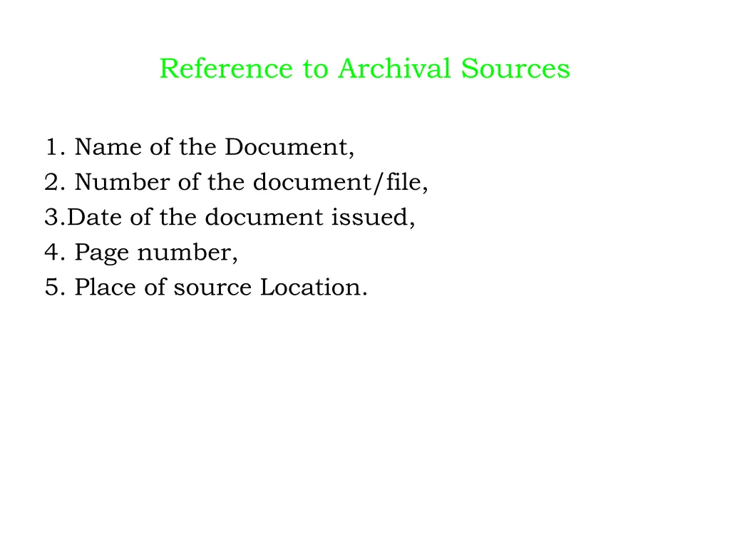 reference to archival sources