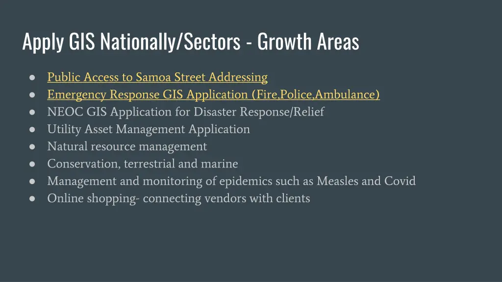 apply gis nationally sectors growth areas