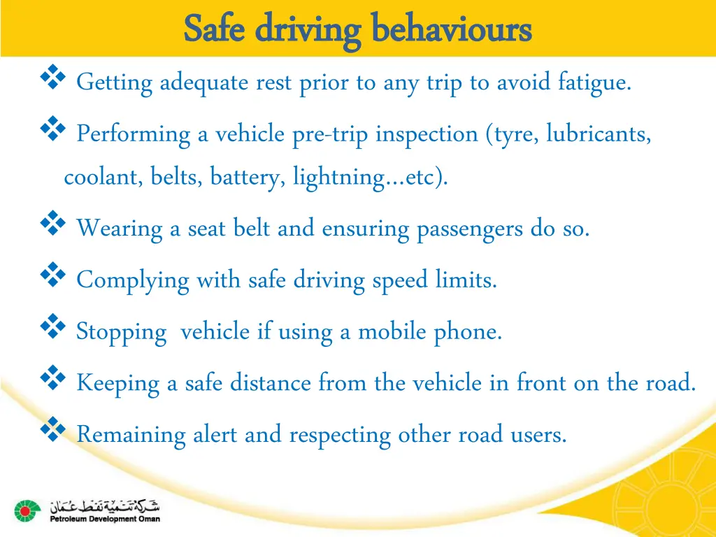 safe driving behaviours safe driving behaviours