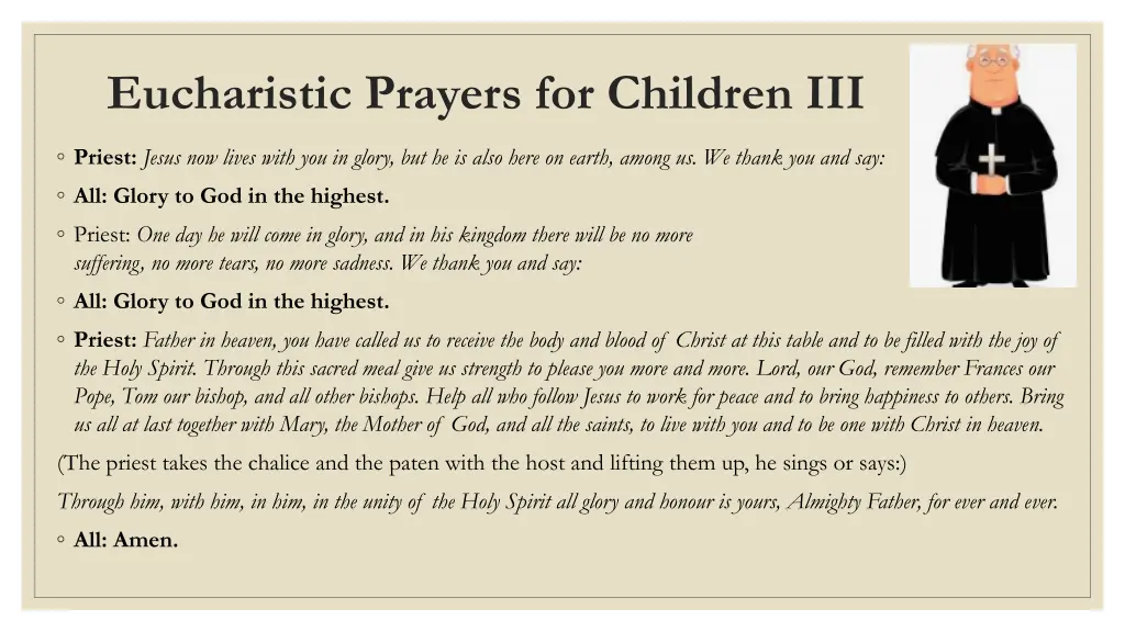 eucharistic prayers for children iii