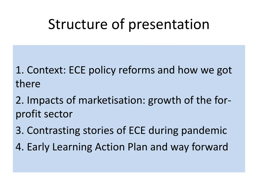 structure of presentation