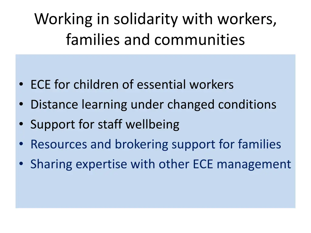 working in solidarity with workers families