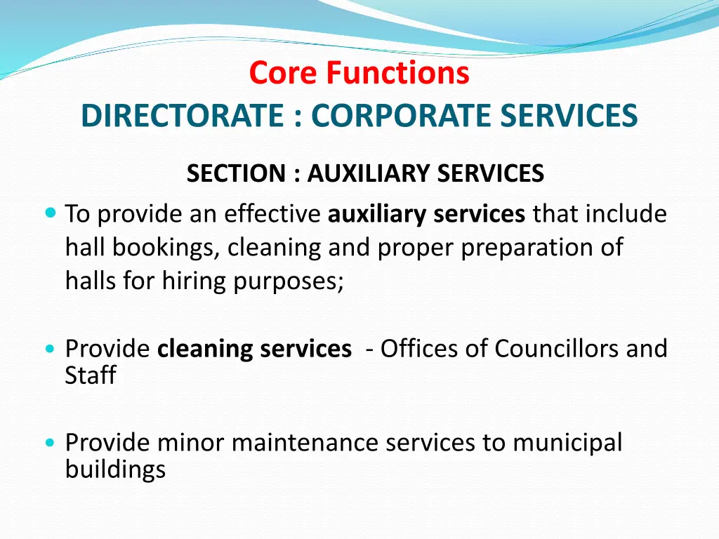 core functions 11