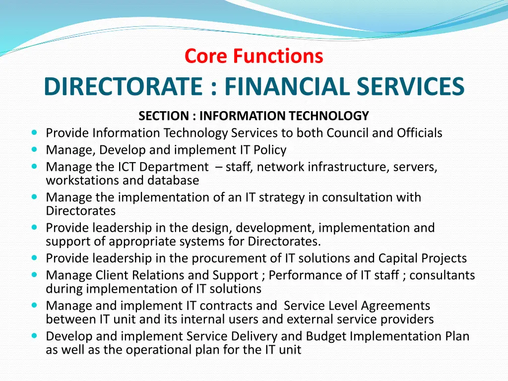 core functions 12