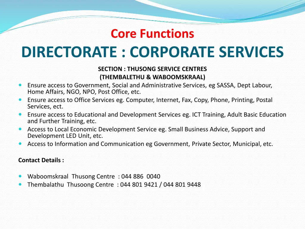 core functions 15