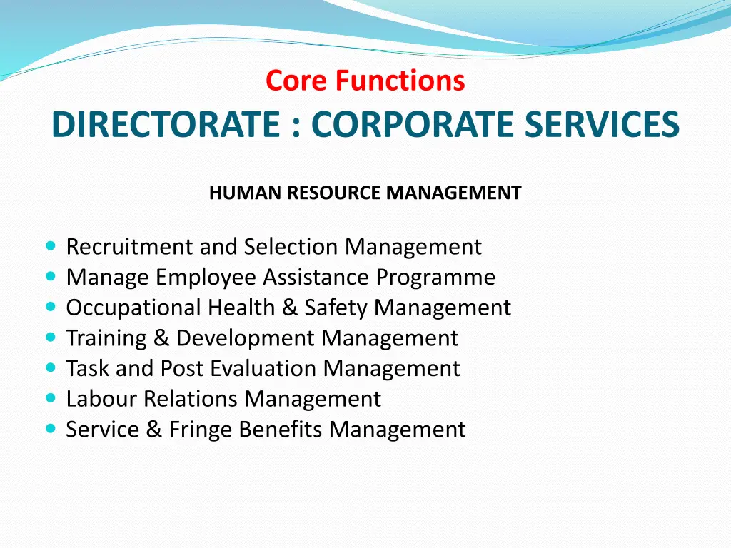 core functions 16