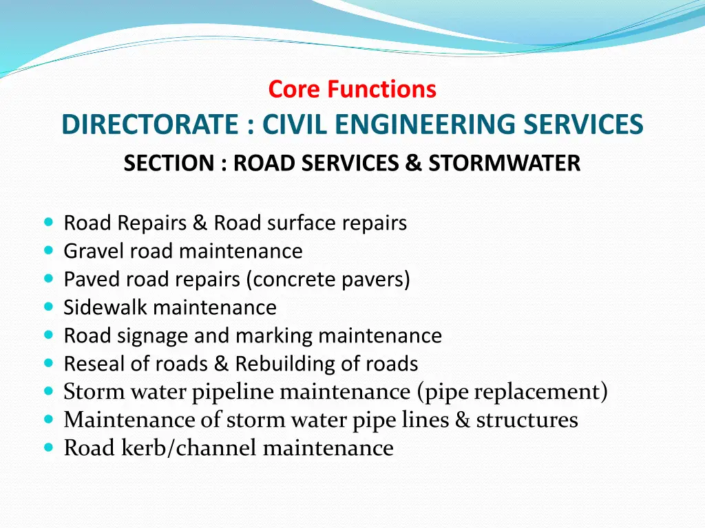 core functions 17