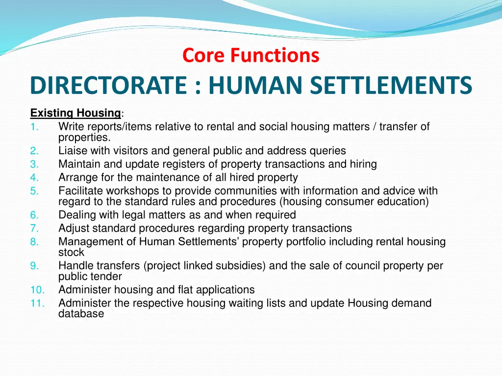 core functions 22