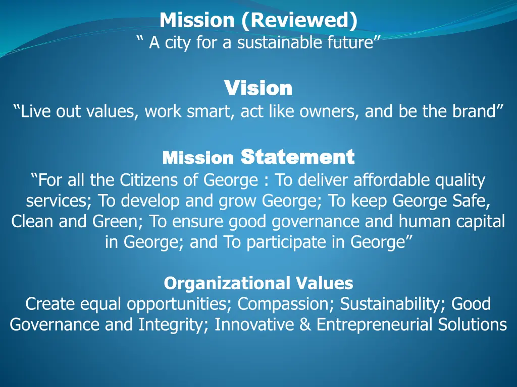 mission reviewed a city for a sustainable future