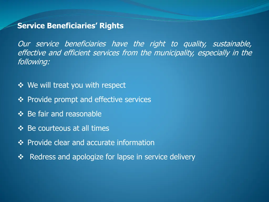 service beneficiaries rights