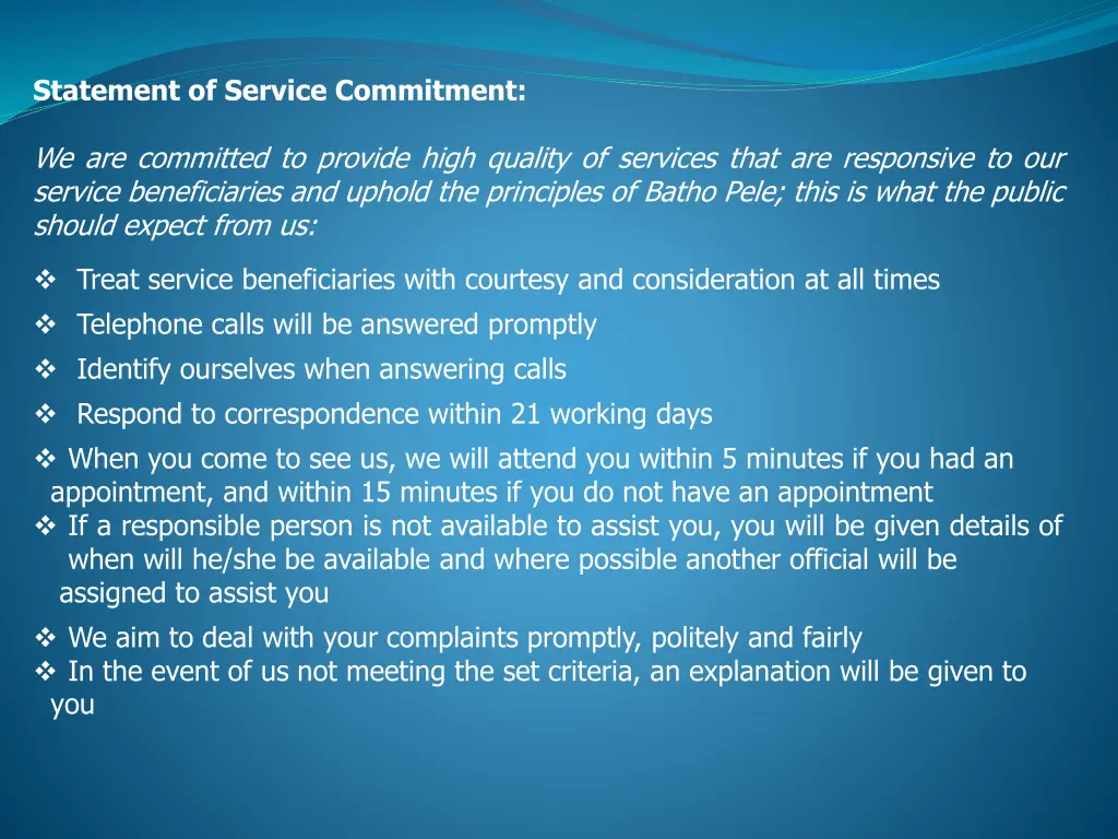 statement of service commitment