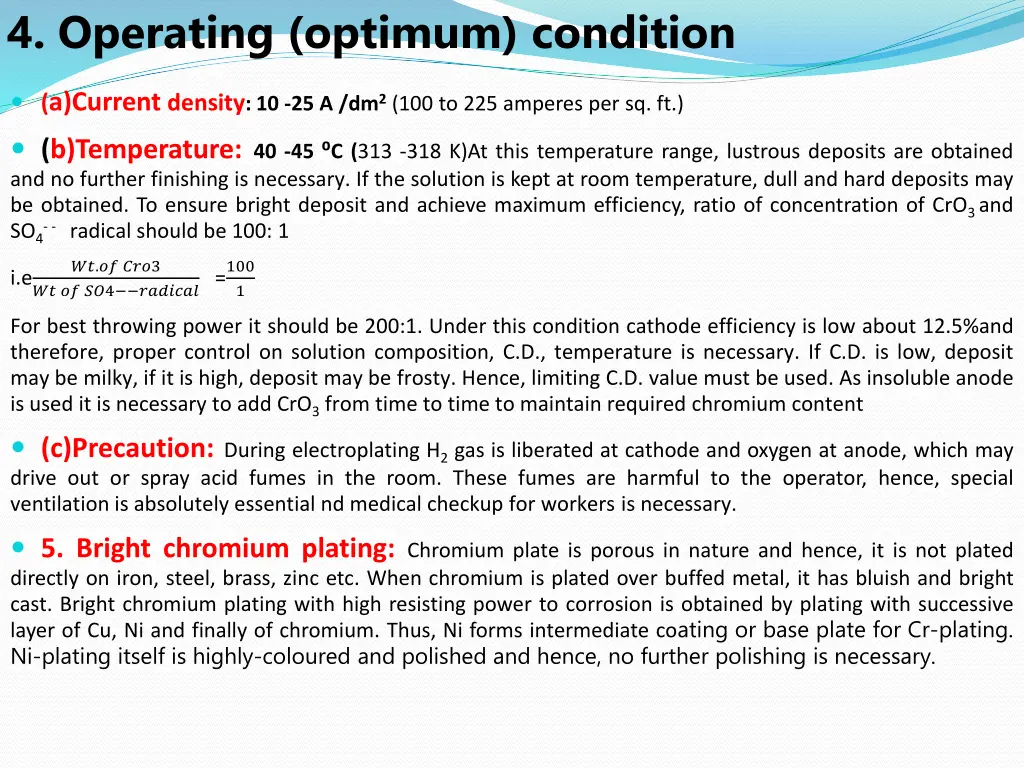 4 operating optimum condition