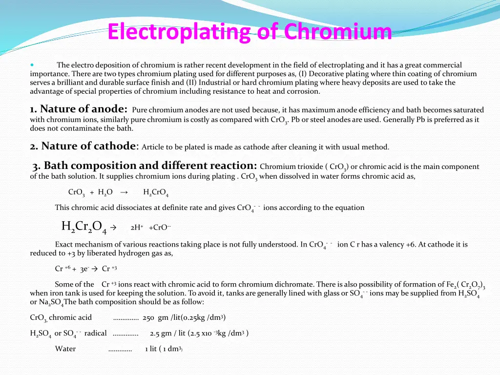 electroplating of chromium