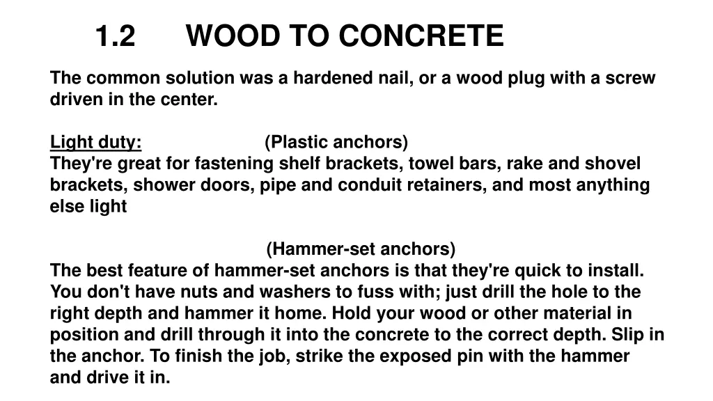 1 2 wood to concrete