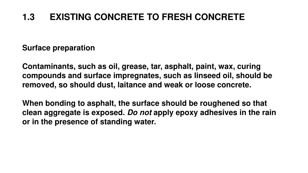 1 3 existing concrete to fresh concrete