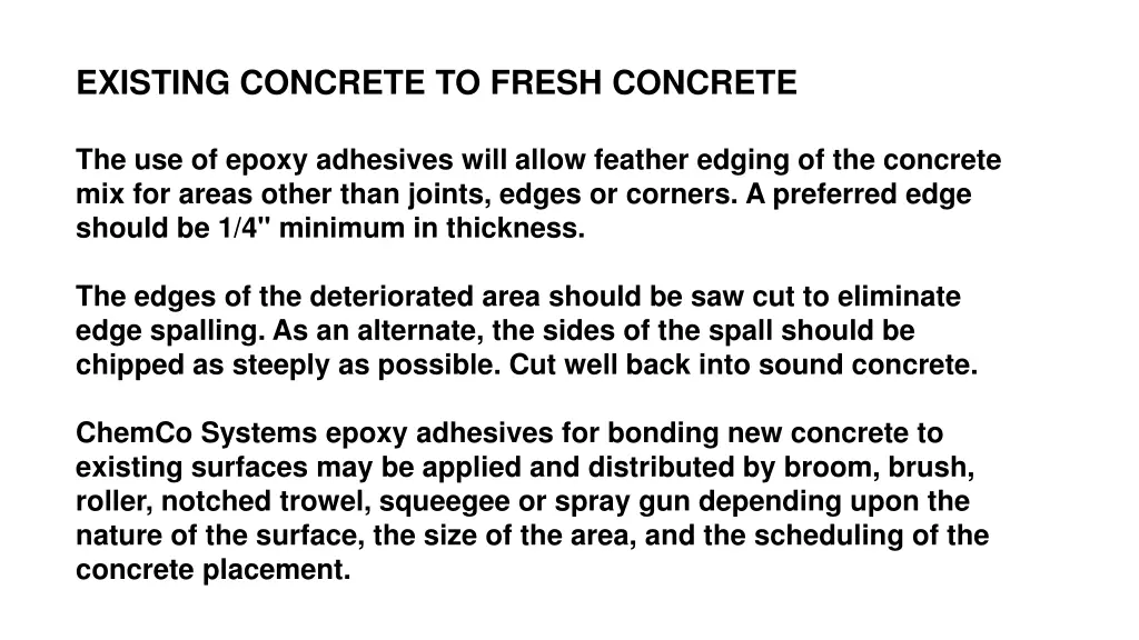 existing concrete to fresh concrete