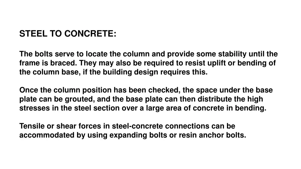 steel to concrete