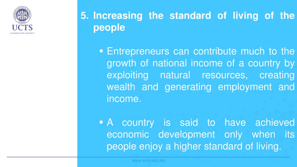 5 increasing the standard of living of the people