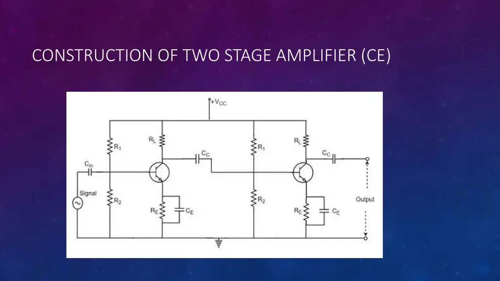 construction of two stage amplifier ce