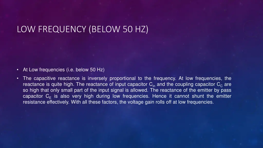 low frequency below 50 hz