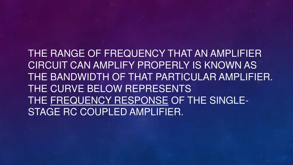 the range of frequency that an amplifier circuit