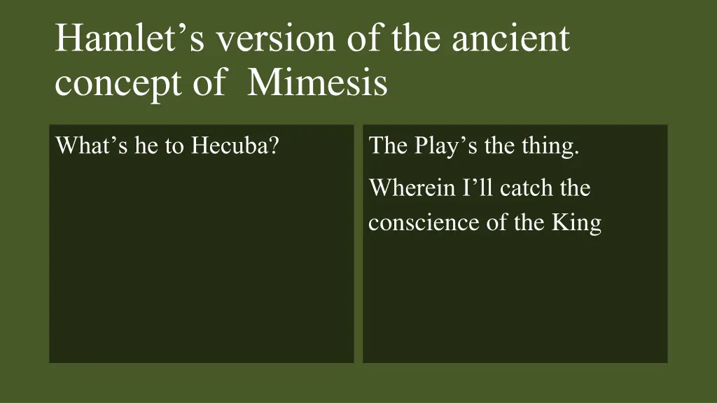 hamlet s version of the ancient concept of mimesis