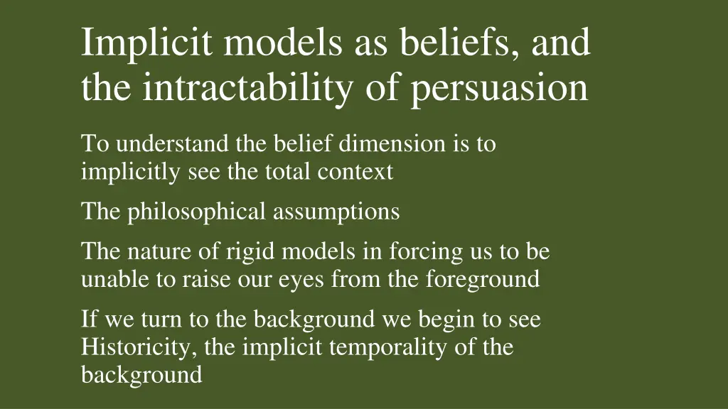 implicit models as beliefs and the intractability