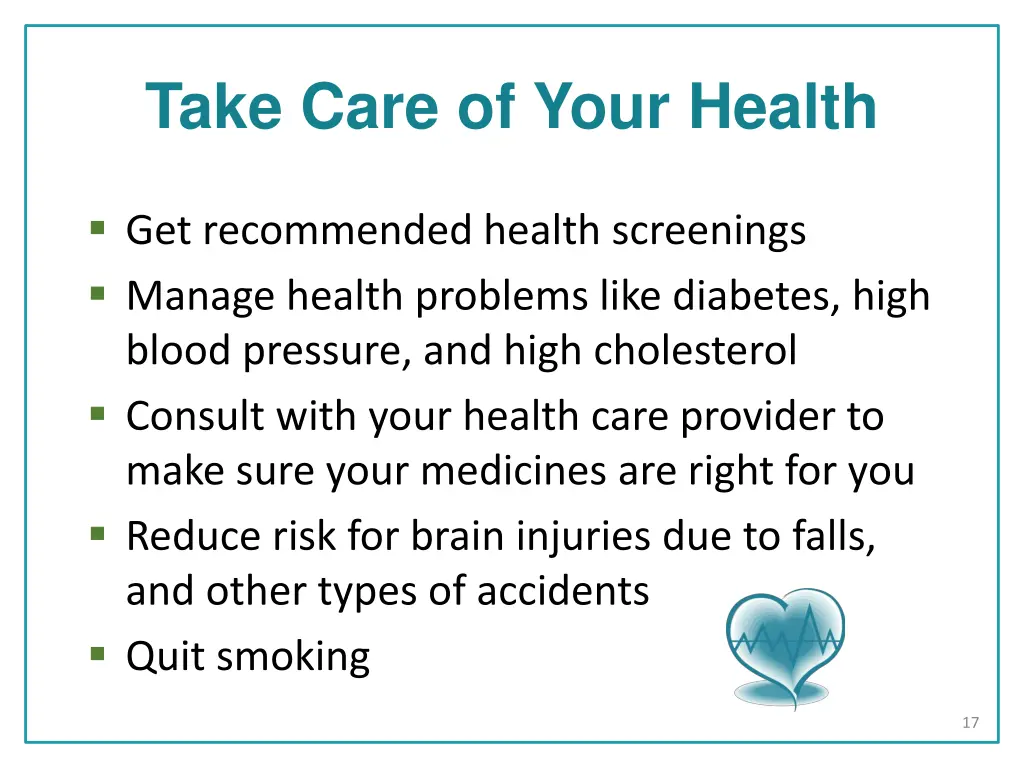 take care of your health