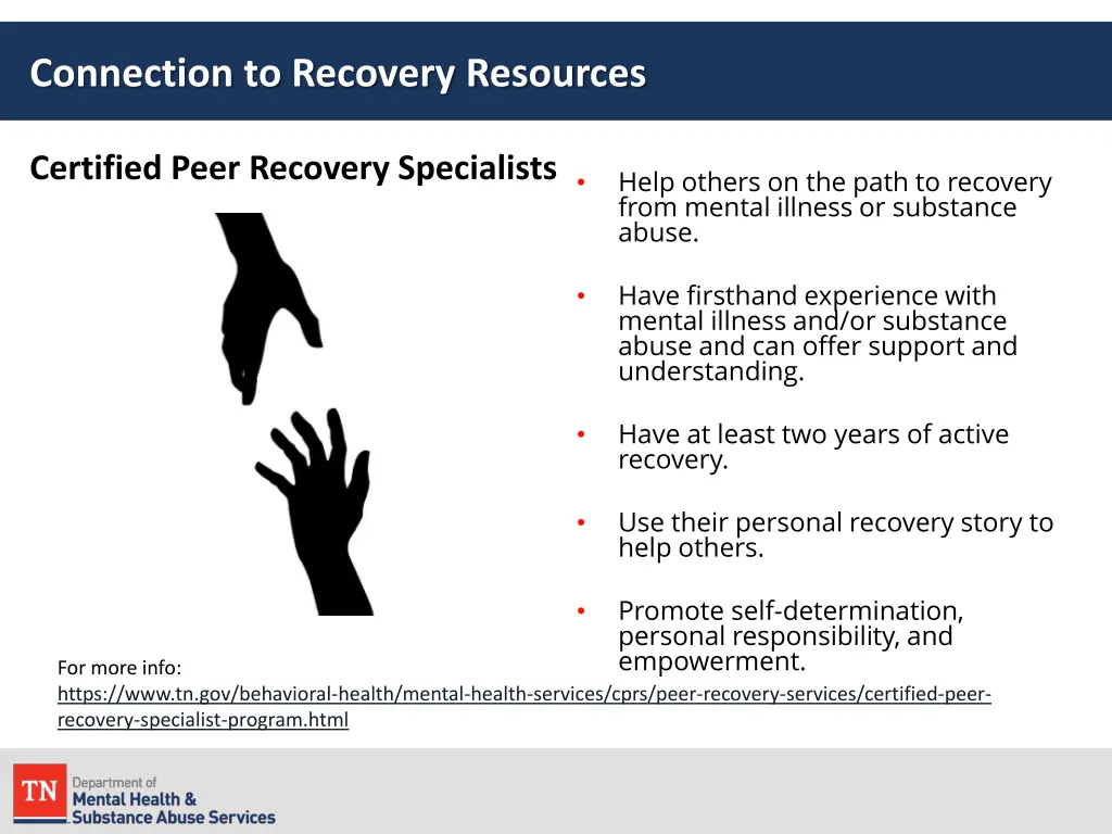 connection to recovery resources