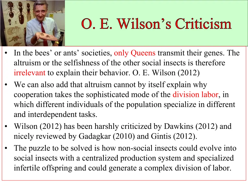 o e wilson s criticism