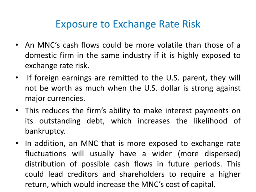 exposure to exchange rate risk