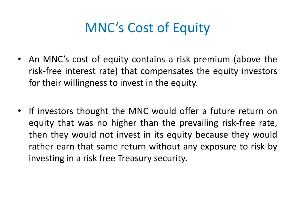 mnc s cost of equity 1