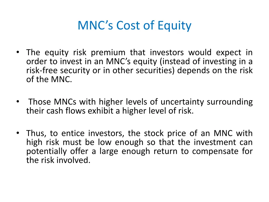 mnc s cost of equity 2