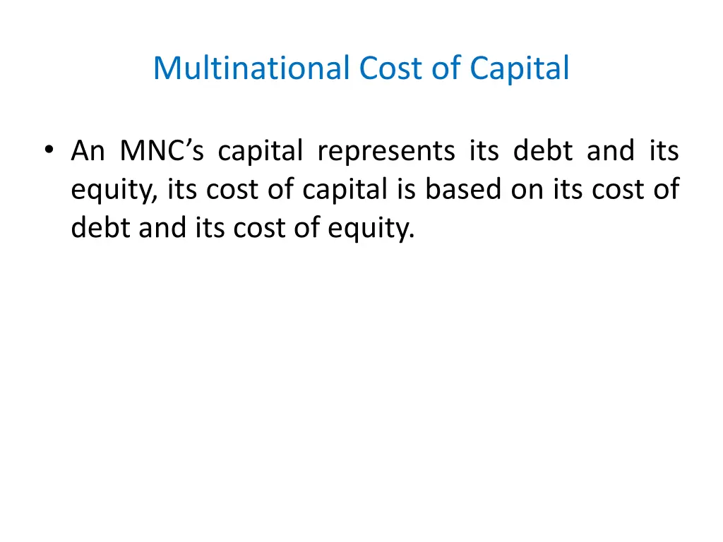 multinational cost of capital 1