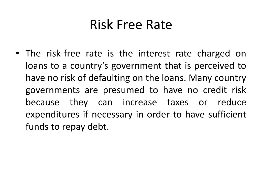 risk free rate